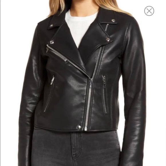 NWOT BlankNYC Night Fever Faux Leather Moto Jacket removable Faux Fur Collar XS - Picture 9 of 9